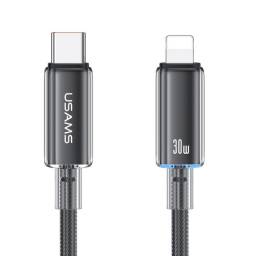 SJ659   Cable de Datos Transparente  USB C a Lightinig  1.2M  Negro  USAMS