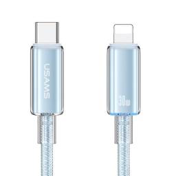 SJ659   Cable de Datos Transparente  USB C a Lightinig  1.2M  Azul  USAMS