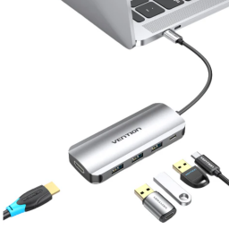 Estacin de Acoplamiento  5 en 1  USB-C a HDMIUSB 3.0x3PD Gris  0.15M  THFHB Vention