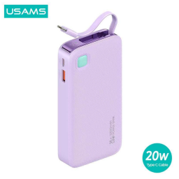 CD225   Power Bank 20W  10000mAh  Cable Retrctil  Lightning  Violeta  USAMS