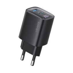 CC229   Cargador Pared  30W USB A + USB C GaN  Carga Rpida  Negro  USAMS