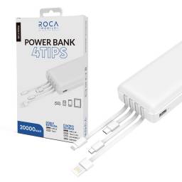 Power Bank ROCA PB20CAB   20.000mAh  Cables Incorporados  Entrada: USB+microUSB  Salida: USB+Tipo C+microUSB+Lightning