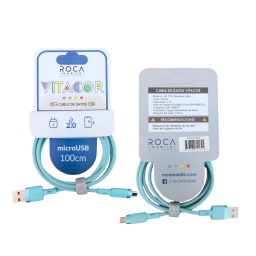 Cable de Datos ROCA   VITACOR  USB a  Micro USB  TPE2.1A100cm  Celeste