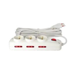 Alargue 3 Tomas Schuko + 6 Tomas 3L a Ficha 3L   10A  Cable 5 M  Blanco  Conatel