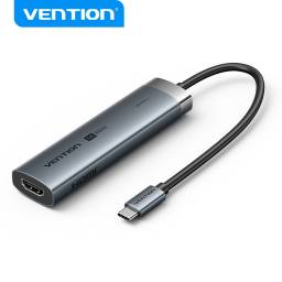 TGMHB Estacin de acoplamiento USB-C a HDMIUSB 3.0x3USB 3.2 Gen 1 Tipo CPD   Aluminio Gris  0.15M  Vention