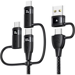 SJ645   Cable de Datos U85  USB A +  USB C a Micro USB / Lightning / Tipo C  100 W  1.2M  Negro  USAMS