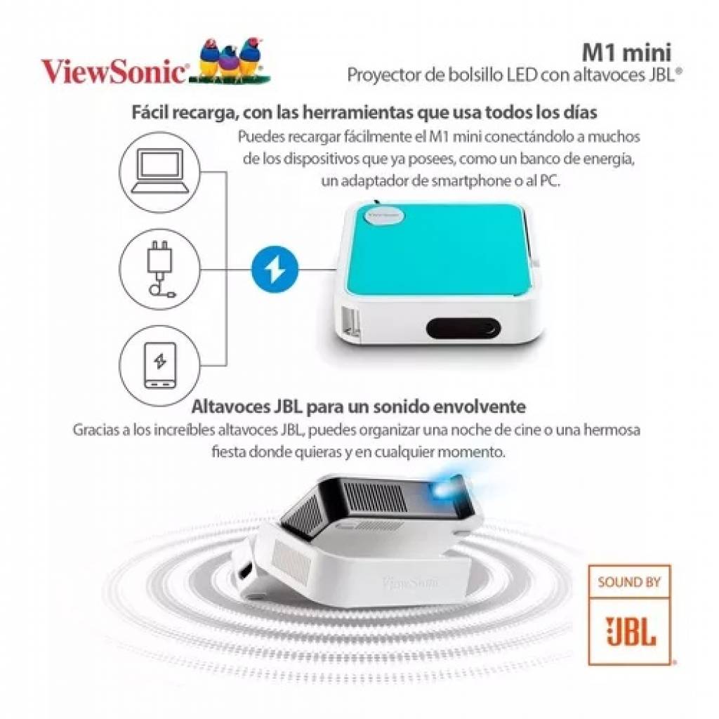 ViewSonic M1 mini Plus Proyector de cine Smart LED de bolsillo con  altavoces JBL - ViewSonic España